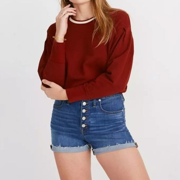 Madewell High-Rise Exposed Button Fly Denim Shorts Size 25 - Picture 1 of 11